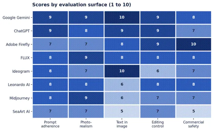 Title: Scores by evaluation surface - Description: Scores by evaluation surface