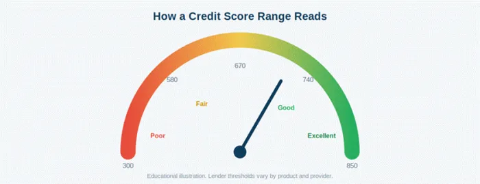 Title: Credit score range gauge - Description: Credit score range gauge