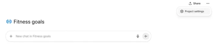 Title: Project header with the Project settings menu open - Description: Project header with the Project settings menu open
