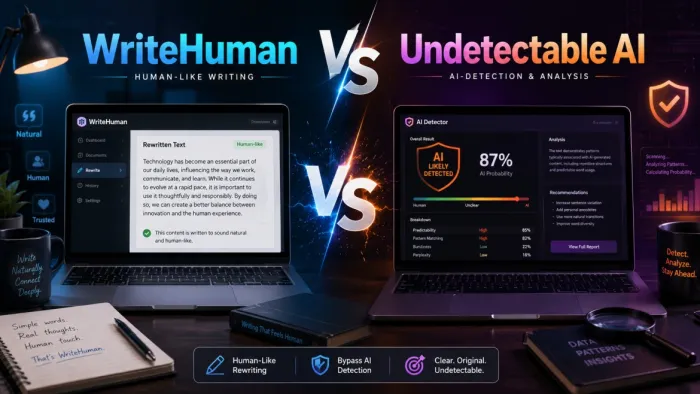 WriteHuman vs Undetectable AI: Features, Pricing and Real Performance